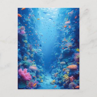 Enchanting Blue Depths and Coral Hues Postcard
