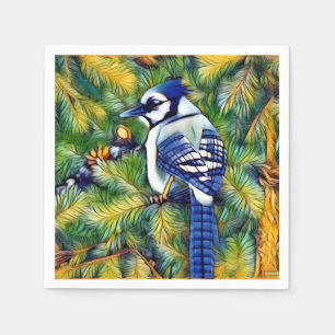 Enchanting Blue Jay Print Napkin