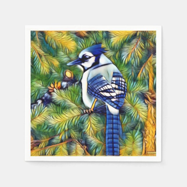 Enchanting Blue Jay Print Napkin (Front)