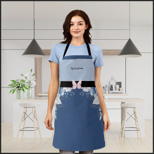 Enchanting Blue Spring Floral Mothers Day Apron