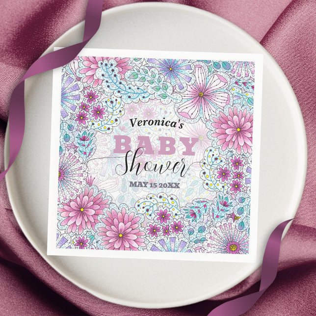 Enchanting Bohemian Meadow Flowers Baby Shower Napkin (Creator Uploaded)