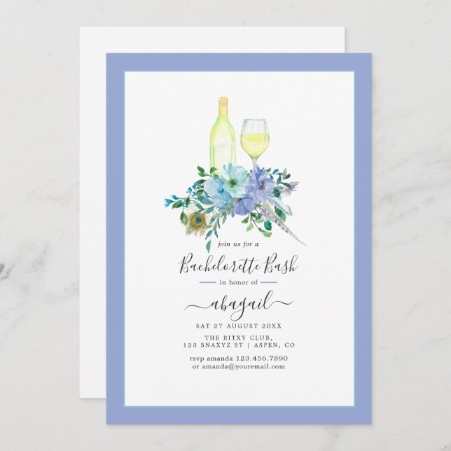 Enchanting Boho Wine Bachelorette Celebration Invitation (Front/Back)