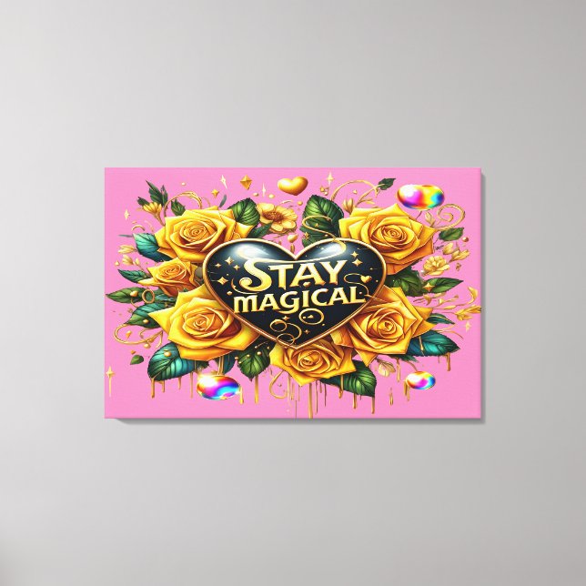 Enchanting Bouquet of Golden Roses And Heart36x24 Canvas Print (Front)