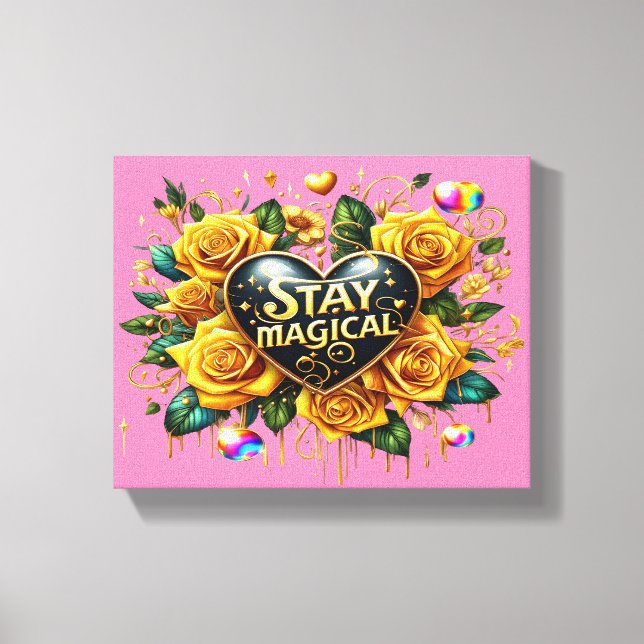 Enchanting Bouquet of Golden Roses And Heart 10x8 Canvas Print (Front)