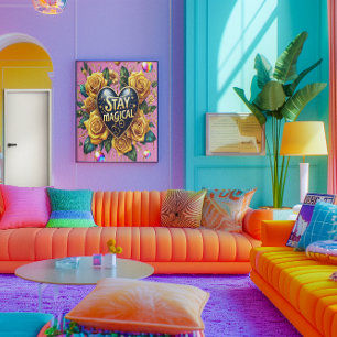 Enchanting Bouquet of Golden Roses And Heart 12x16 Poster