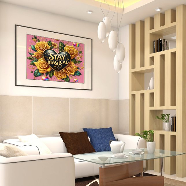 Enchanting Bouquet of Golden Roses And Heart 16x12 Poster (Creator Uploaded)