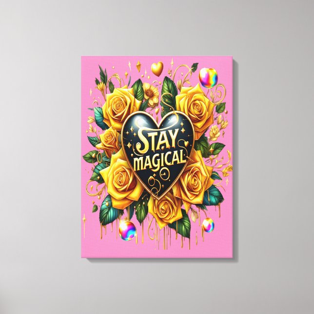 Enchanting Bouquet of Golden Roses And Heart 18x24 Canvas Print (Front)