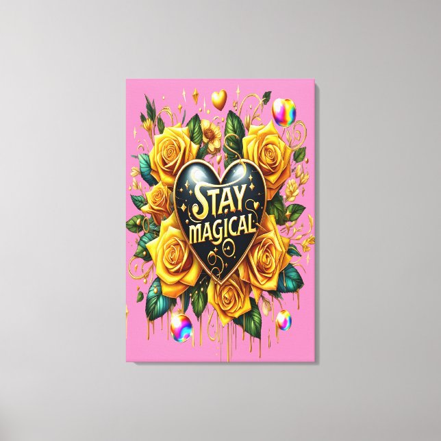 Enchanting Bouquet of Golden Roses And Heart 24x36 Canvas Print (Front)