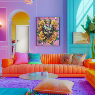 Enchanting Bouquet of Golden Roses And Heart 24x36 Poster