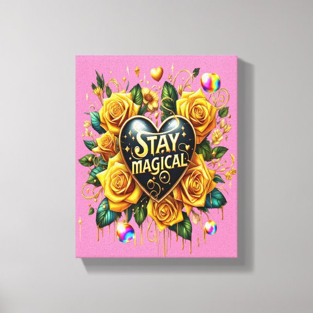 Enchanting Bouquet of Golden Roses And Heart 8x10 Canvas Print (Front)