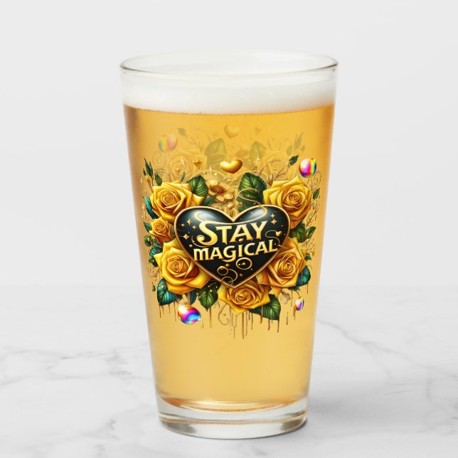 Enchanting Bouquet of Golden Roses And Heart  Glass (Back Filled)