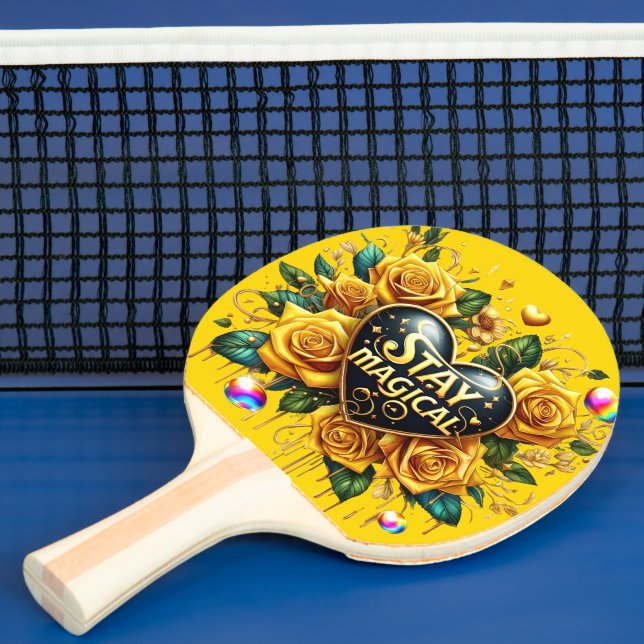 Enchanting Bouquet of Golden Roses And Heart  Ping Pong Paddle (Insitu)