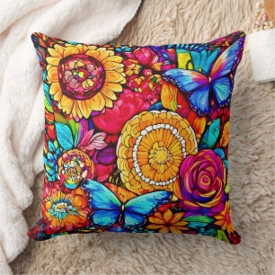 Enchanting Butterfly Floral Tapestry Cushion