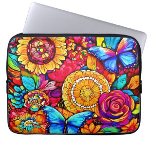 Enchanting Butterfly Floral Tapestry Laptop Sleeve