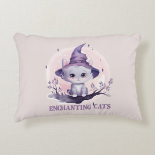 Enchanting Cat – Cute Pastel Purple Witch Cat Decorative Cushion