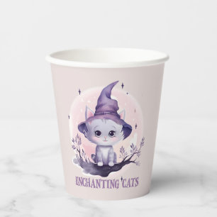 Enchanting Cat – Cute Pastel Purple Witch Cat Paper Cups