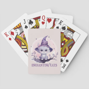 Enchanting Cat – Cute Pastel Purple Witch Cat Playing Cards