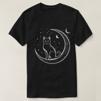 Enchanting Cats Standing Inside the Moon T-Shirt