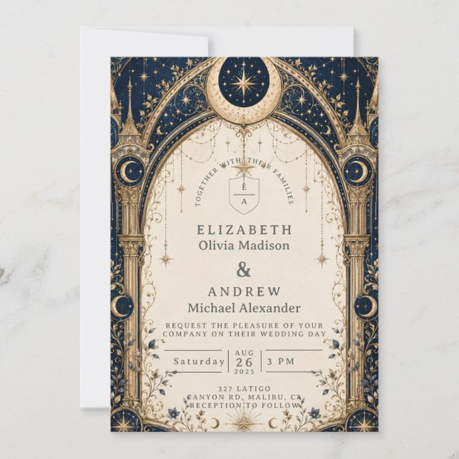 Enchanting Celestial Wedding Arch Invitation (Front)