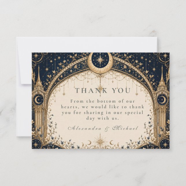 Enchanting Celestial Wedding Arch Thank You Card (Front)