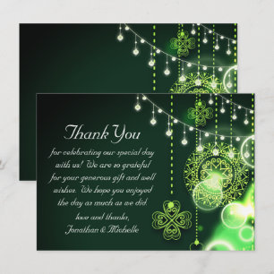 Enchanting Celtic Clovers and Lights Flat Wedding Thank You Card