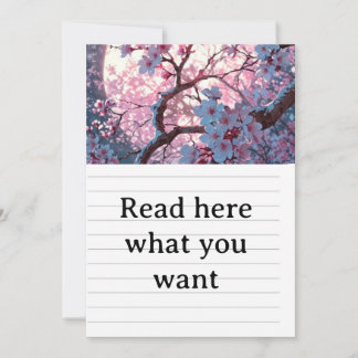 Enchanting Cherry Blossom & Full Moon Wedding Invi Invitation