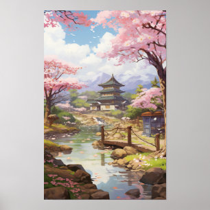 Enchanting Cherry Blossom Garden - Inspired by Stu Poster