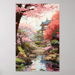 Enchanting Cherry Blossom Garden Studio Ghibli-Ins Poster