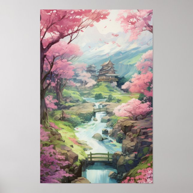 Enchanting Cherry Blossom Garden - Studio Ghibli S Poster (Front)
