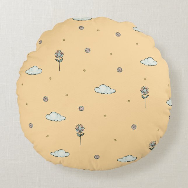 Enchanting children room Peach Round Cushion (Front)