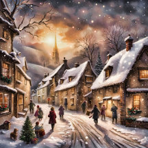 Enchanting Christmas Village Scene