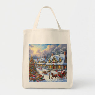 Enchanting Christmas Village Scene Tote Bag