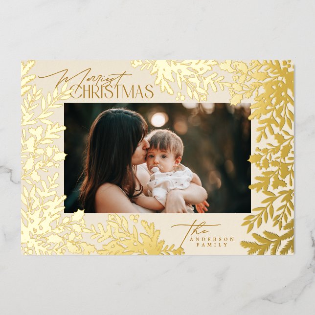 Enchanting Classic Elegance Christmas Holida Foil Holiday Card (Front)