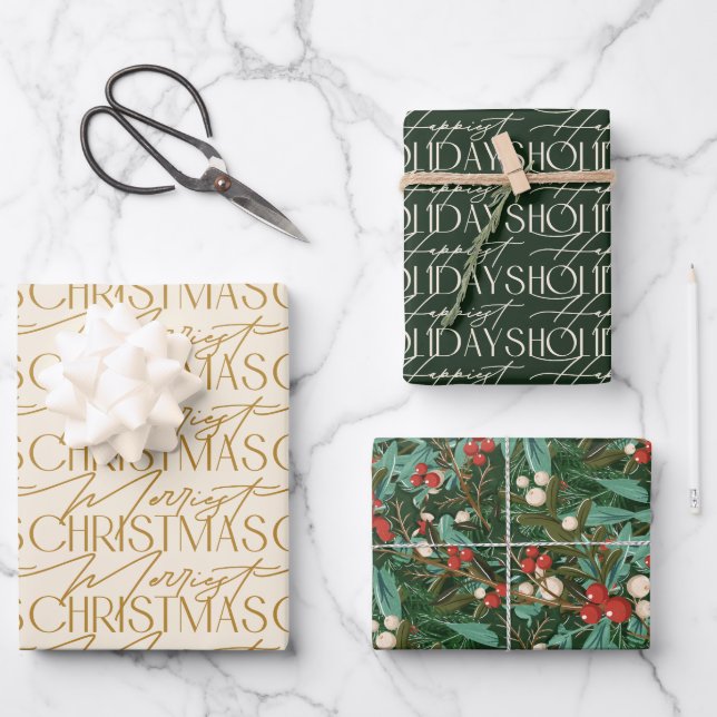 Enchanting Classic Elegance Christmas Holiday Wrapping Paper Sheet (Front)