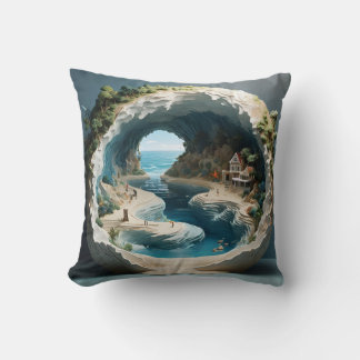 Enchanting Coastal Cove: A Captivating 3D  Cushion
