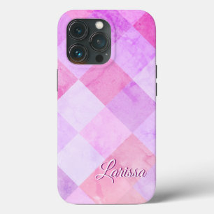 Enchanting Colored Plaids - Custom Name Template C iPhone 13 Pro Case