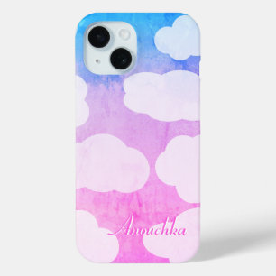 Enchanting Colored Sky, Playful Clouds, Your Name iPhone 15 Case