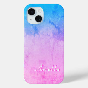 Enchanting Colors Pink and Blue, Your Custom Name iPhone 15 Case