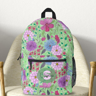 Enchanting Colourful Artistic Garden Blooms Printed Backpack