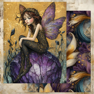 ENCHANTING CRYSTAL FAIRY IN PURPLE AND GOLD