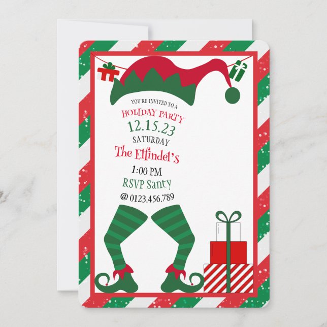 Enchanting Cute Elf Holiday Party Invitation (Front)