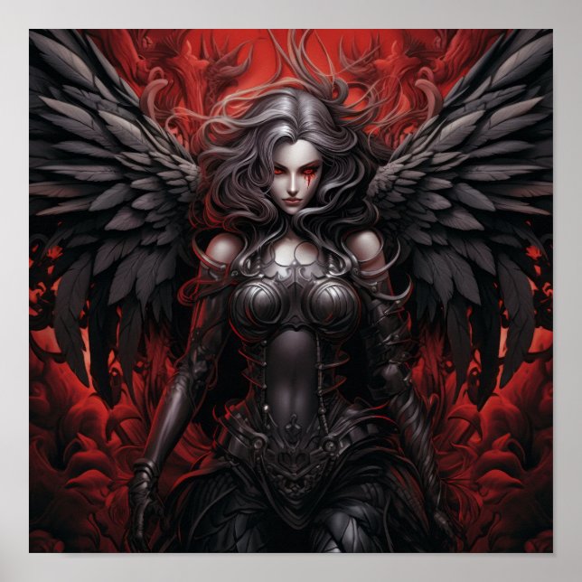 Enchanting Dark Fantasy Angel Colouring Page for A Poster (Front)