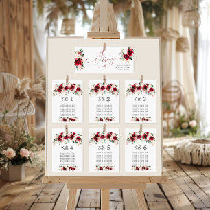 Enchanting Deep Burgundy Roses Head Table Seating Menu