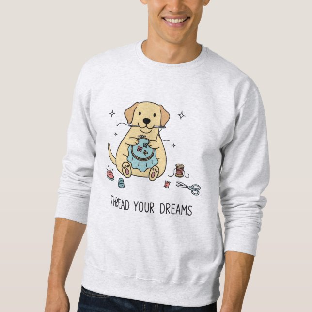 Enchanting Dog Needlework Hobbyist Pastel Graphic Sweatshirt (Front)