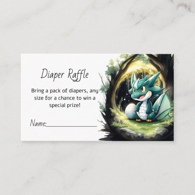 Enchanting Dragon Baby Shower Diaper Raffle Enclosure Card (Front)