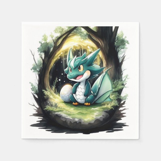Enchanting Dragon Baby Shower Napkin (Front)