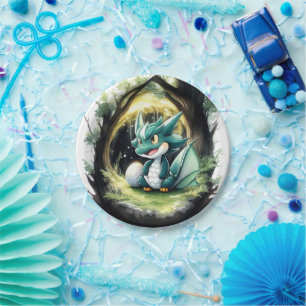 Enchanting Dragon Baby Shower Paper Plate