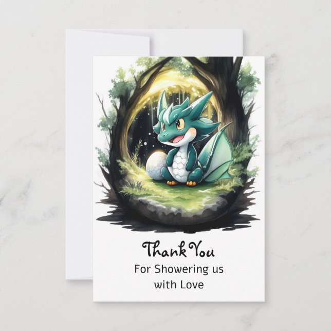 Enchanting Dragon Baby Shower Thank You Card (Front)