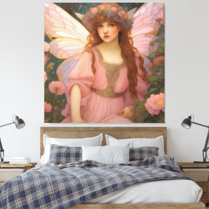 Enchanting Dreams: A Whimsical Pink Fairy Portrait Canvas Print