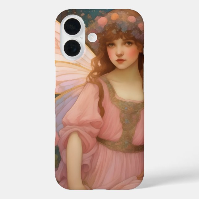 Enchanting Dreams: A Whimsical Pink Fairy Portrait Case-Mate iPhone Case (Back)
